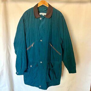 LONDON FOG Chore Jacket Barn Coat Vintage Removable Liner XL Long Green
